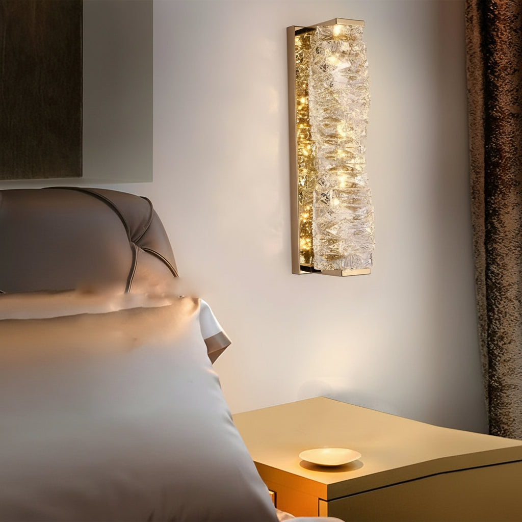 Modern Crystal Pillar LED Wall Sconce – Luxury 3-Color Dimmable Wall Light (Gold/Silver) | Kalsten
