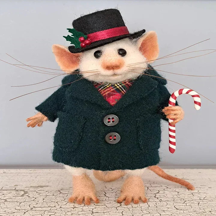 Kalsten | Handmade felt mouse | Christmas decoration & gift idea | Needle felted from wool & fabric | Sustainable