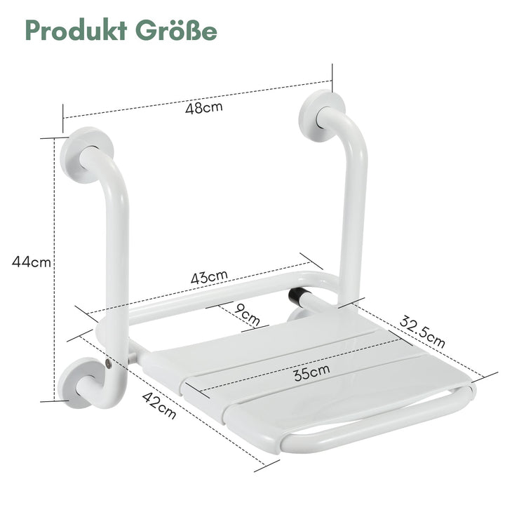 Foldable shower seat with armrests wall-mounted | Kalsten