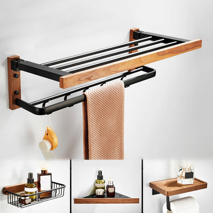 BowLift | Wood and Aluminum Bath Accessory Set Black Bathroom Accessory Kit