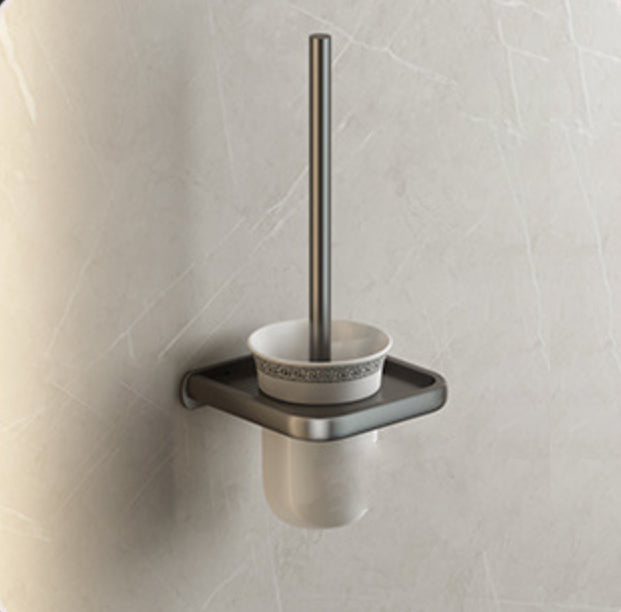 Contemporary Bathroom Accessory Set Grey Aluminium Bathroom Accessory Set
