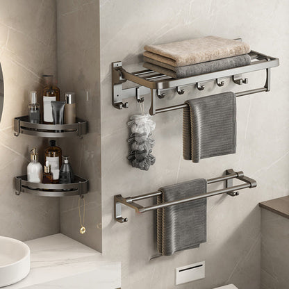 Contemporary Bathroom Accessory Set Grey Aluminium Bathroom Accessory Set