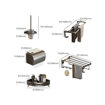 BowLift | Contemporary Bathroom Accessory Set Grey Aluminum Bathroom Accessory Kit