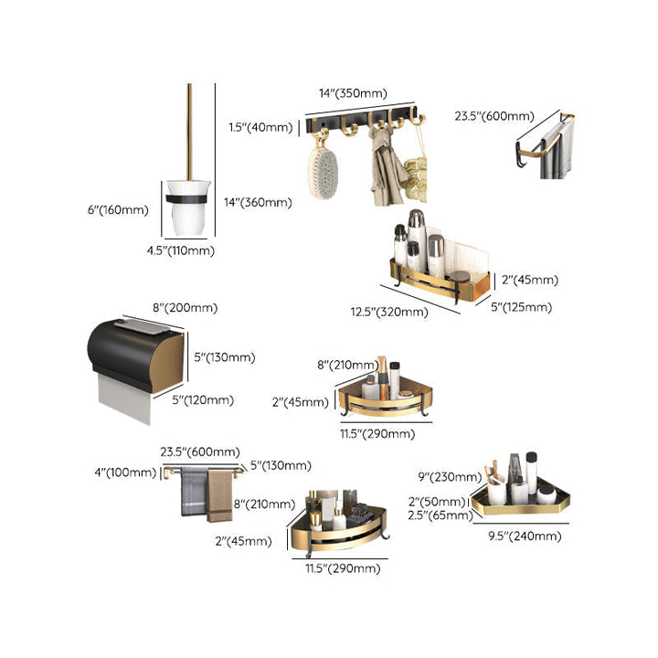 Kalsten | Black & Brass Bathroom Set Modern Style Bathroom Accessories As Individual Piece Or As Set
