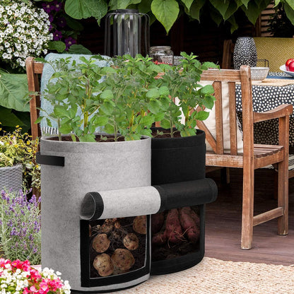 Skanto | 5/7/10/15 Gallon Potato Growing Reinforced Nonwoven Plant Fabric Pot Nursery Bags for Home Garden Use