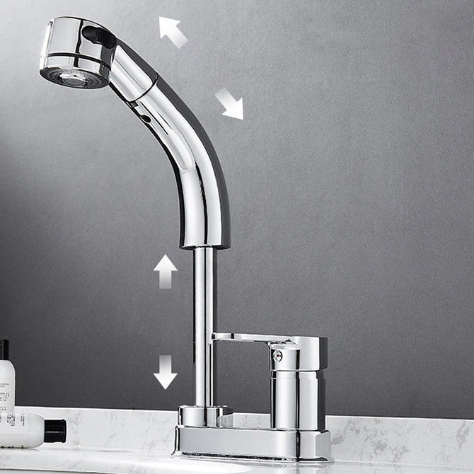 Kalsten | Modern Style Sink Faucet Copper Handle Low Arc Pull-Out Sink Faucet