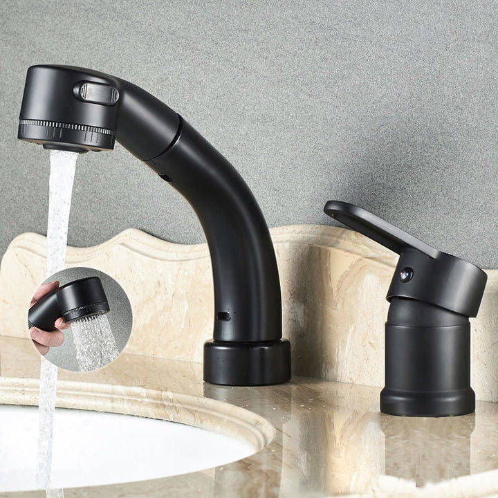 Kalsten | Modern Style Sink Faucet Copper Handle Low Arc Pull-Out Sink Faucet