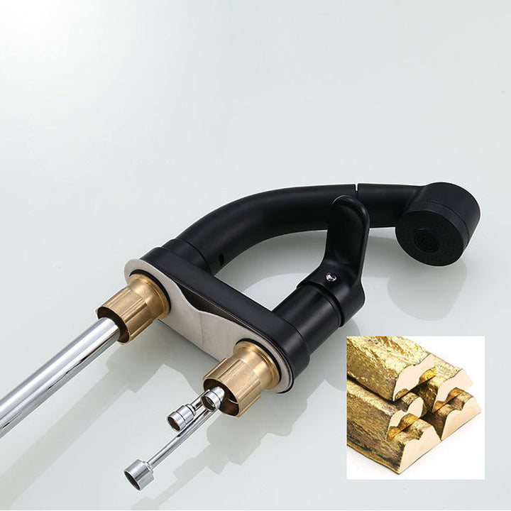 Kalsten | Modern Style Sink Faucet Copper Handle Low Arc Pull-Out Sink Faucet