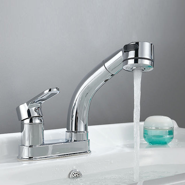 Kalsten | Modern Style Sink Faucet Copper Handle Low Arc Pull-Out Sink Faucet