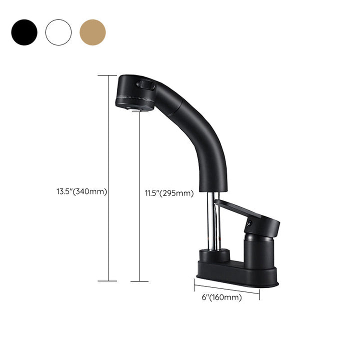 Kalsten | Modern Style Sink Faucet Copper Handle Low Arc Pull-Out Sink Faucet