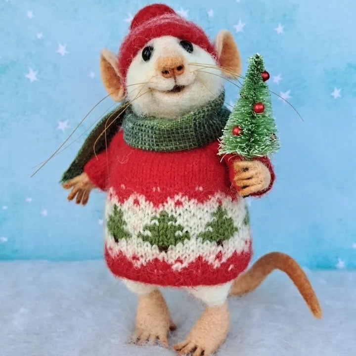 Kalsten | Handmade felt mouse | Christmas decoration & gift idea | Needle felted from wool & fabric | Sustainable