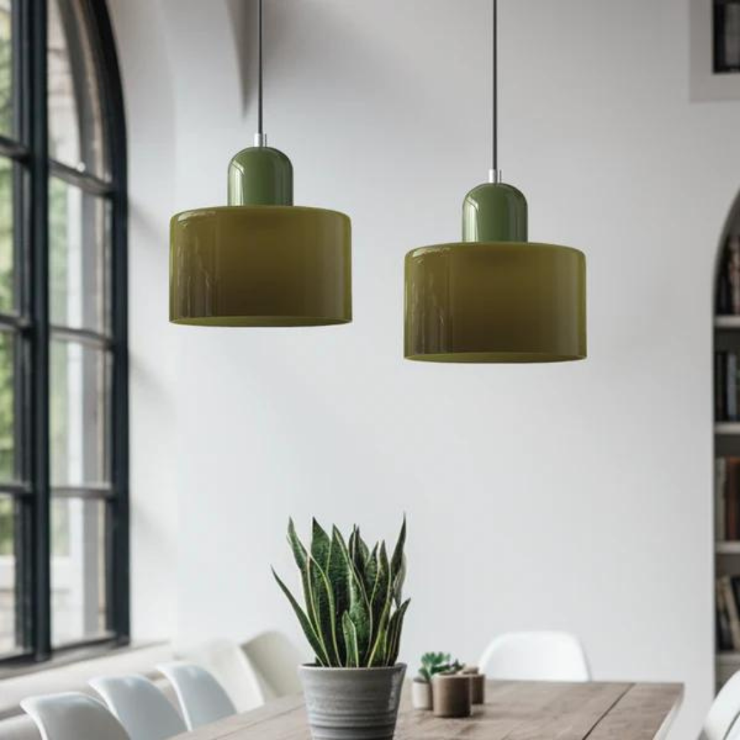 Glass pendant light – Elegant cylindrical pendant light for cozy living spaces | Kalsten