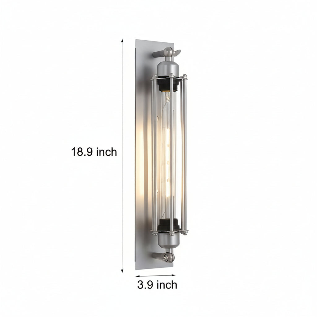 LED Wall Sconce Light – Industrial Vintage Flute Chrome Iron (48x10cm / 18.9x3.9in) | Kalsten