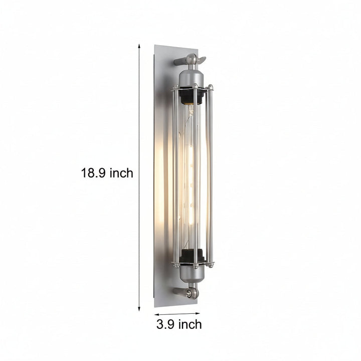 LED Wall Sconce Light – Industrial Vintage Flute Chrome Iron (48x10cm / 18.9x3.9in) | Kalsten