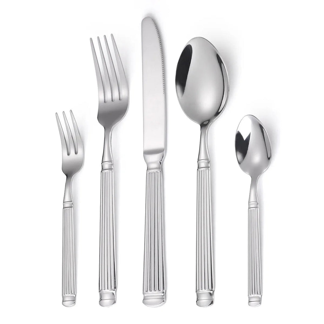 Kalsten | Gold Roman Column Style Cutlery Set - Stainless Steel Flatware Set