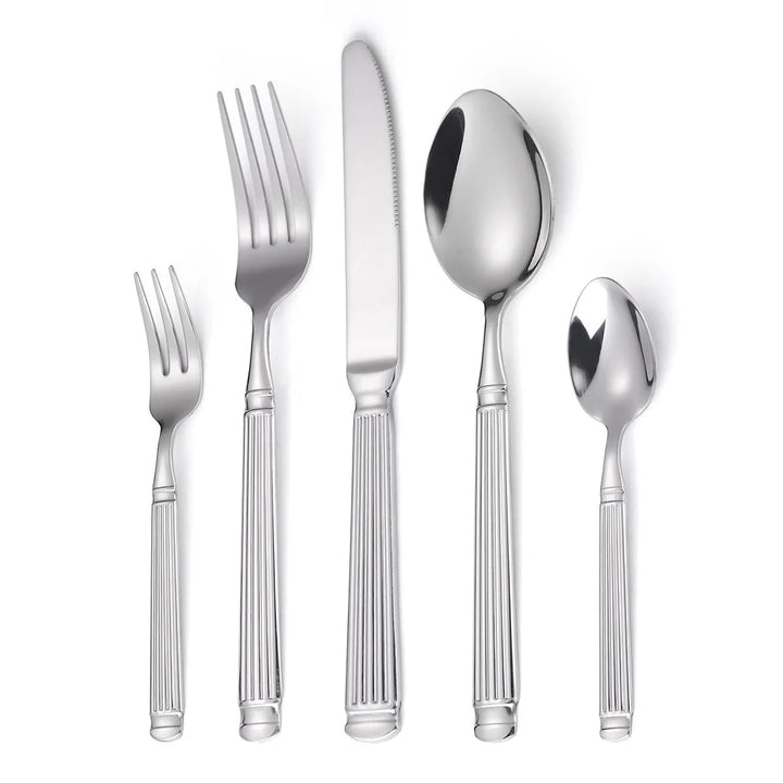 Kalsten | Gold Roman Column Style Cutlery Set - Stainless Steel Flatware Set