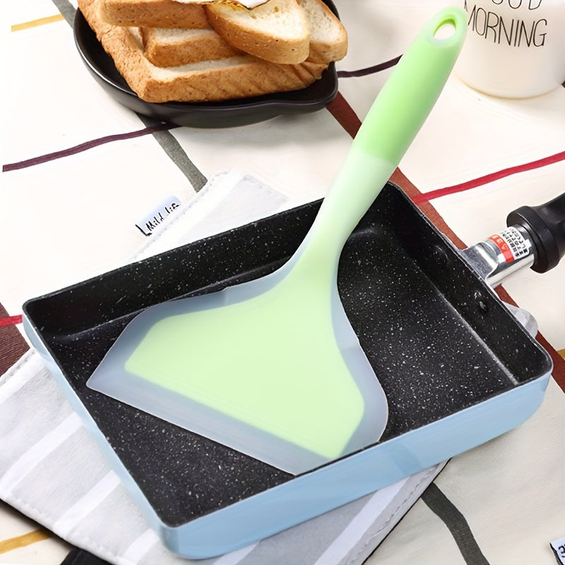Skanto | Premium Tamagoyaki Silicone Spatula - Heat Resistant, Non-stick with Wide Ergonomic Grip - Ideal for Pizza, Frying, Grilling, Pancakes, Fluorescent Green, Eid Al-Adha Mubarak