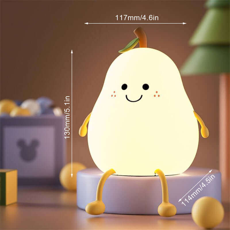 LED Pear Fruit Night Light USB Rechargeable Dimming Touch Silicone Table Lamp Bedroom Bedside Decoration Couple Gift Boby Light | Kalsten