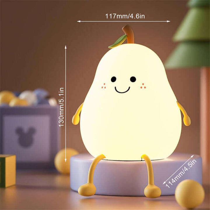 LED Pear Fruit Night Light USB Rechargeable Dimming Touch Silicone Table Lamp Bedroom Bedside Decoration Couple Gift Boby Light | Kalsten