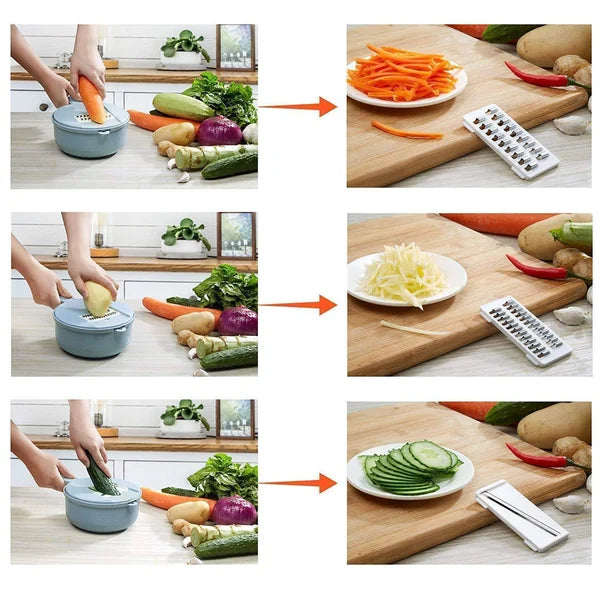 SliceMaster 12-in-1 Vegetable Slicer — Transforms your kitchen into a sparkling clean cooking paradise full of moments of enjoyment | Kalsten