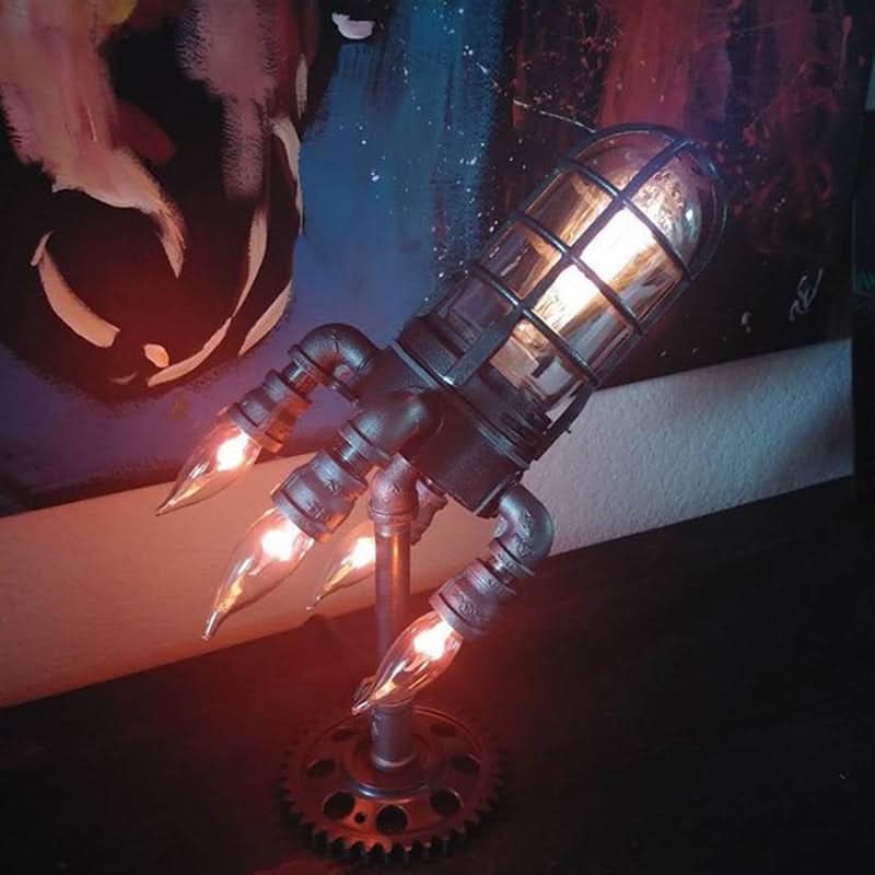 Steampunk Rocket Table Lamp with Flame Light | Kalsten