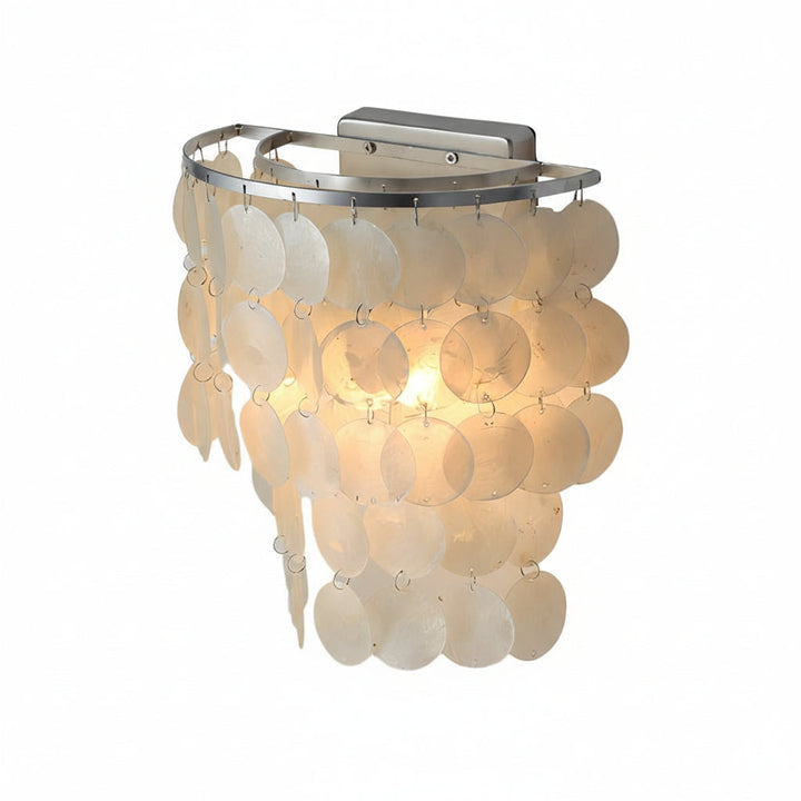 Coastal Capiz Shell LED Wall Sconce – Natural Sea Shell Bedside Wall Lamp - Gold/Chrome | Kalsten