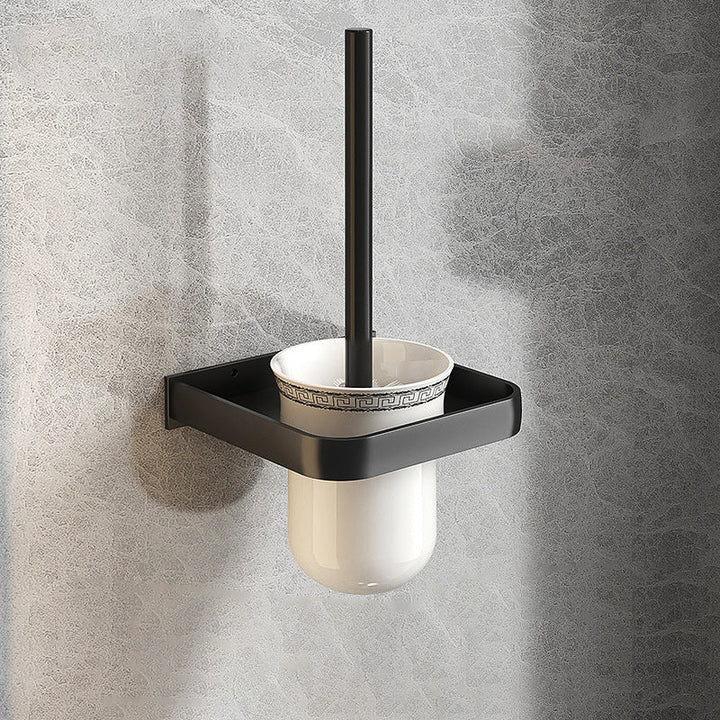 Kalsten | Modern Matte Black Bathroom Accessory Set with Bath Shelf/Towel Hooks/Towel Bar