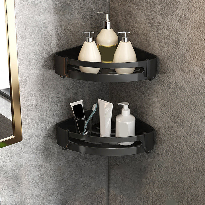 Kalsten | Modern Matte Black Bathroom Accessory Set with Bath Shelf/Towel Hooks/Towel Bar
