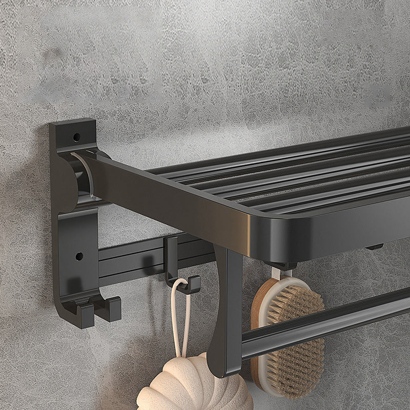 Kalsten | Modern Matte Black Bathroom Accessory Set with Bath Shelf/Towel Hooks/Towel Bar