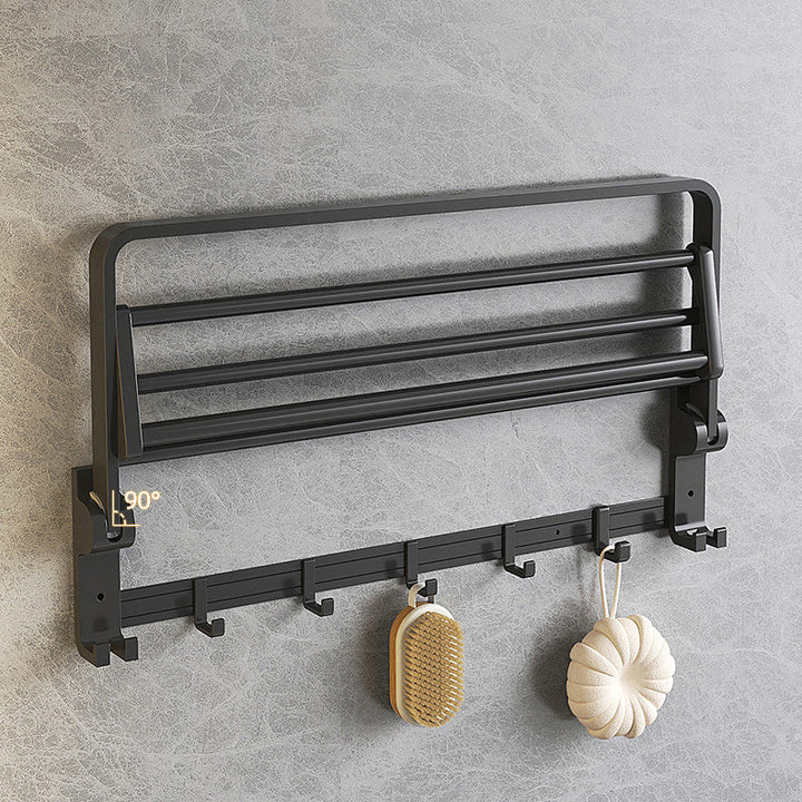 Kalsten | Modern Matte Black Bathroom Accessory Set with Bath Shelf/Towel Hooks/Towel Bar