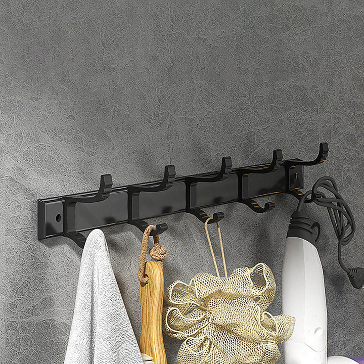 Kalsten | Modern Matte Black Bathroom Accessory Set with Bath Shelf/Towel Hooks/Towel Bar