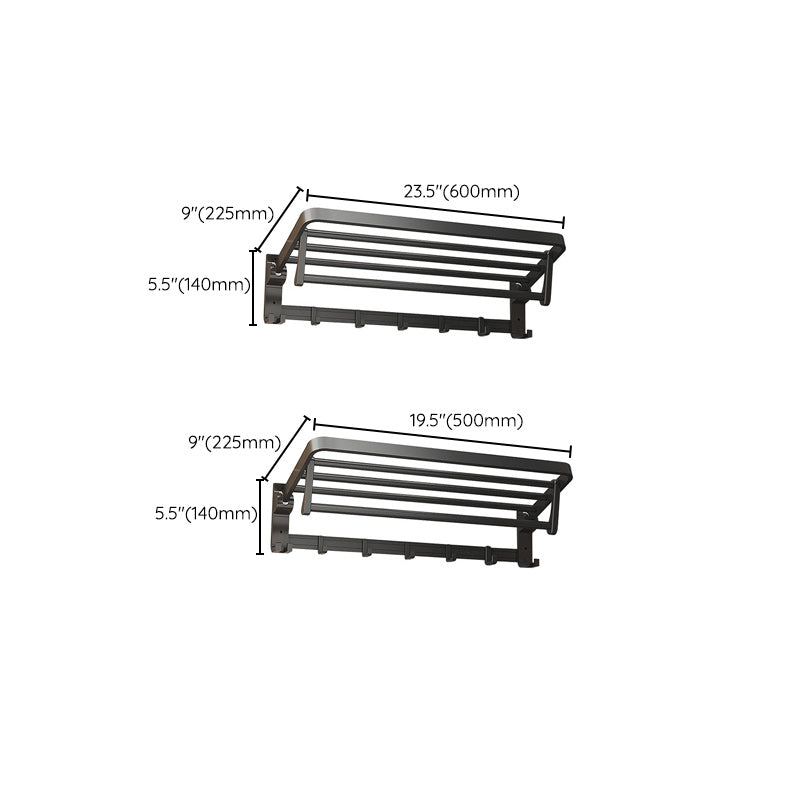 Kalsten | Modern Matte Black Bathroom Accessory Set with Bath Shelf/Towel Hooks/Towel Bar