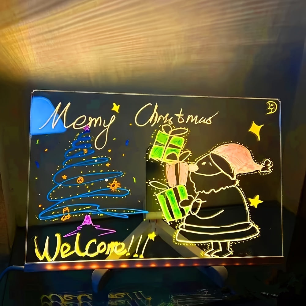 USB LED Memo Board with 12 Colored Pens – Light Messaging Board