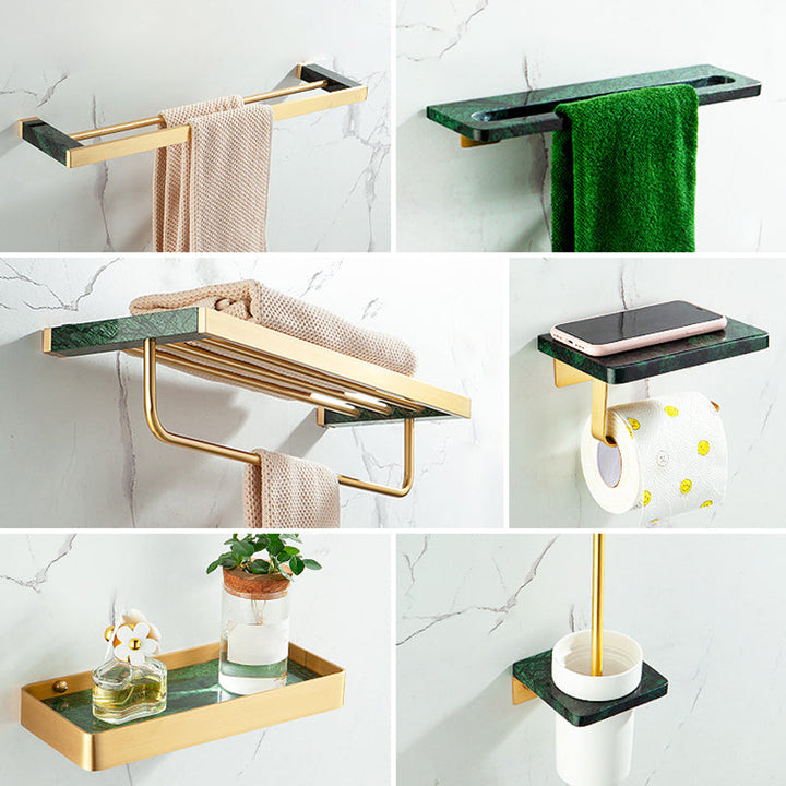 Kalsten | Golden Bath Hardware Set Brass & Marble Bathroom Accessories Set