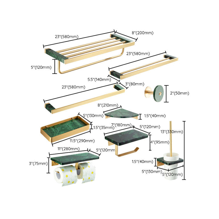 Kalsten | Golden Bath Hardware Set Brass & Marble Bathroom Accessories Set
