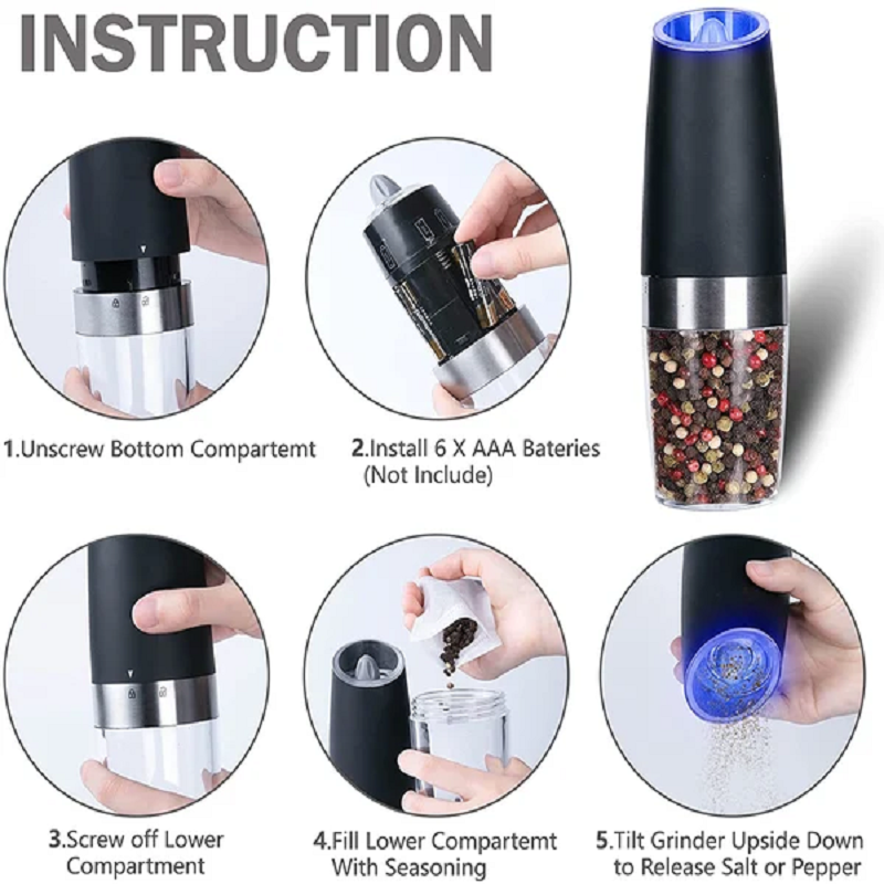 Skanto | Automatic Electric Gravity Induction Salt and Pepper Grinders