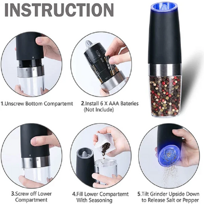 Skanto | Automatic Electric Gravity Induction Salt and Pepper Grinders