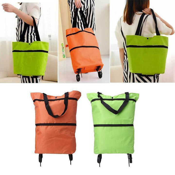 Foldable shopping trolley with expandable wheels | Kalsten