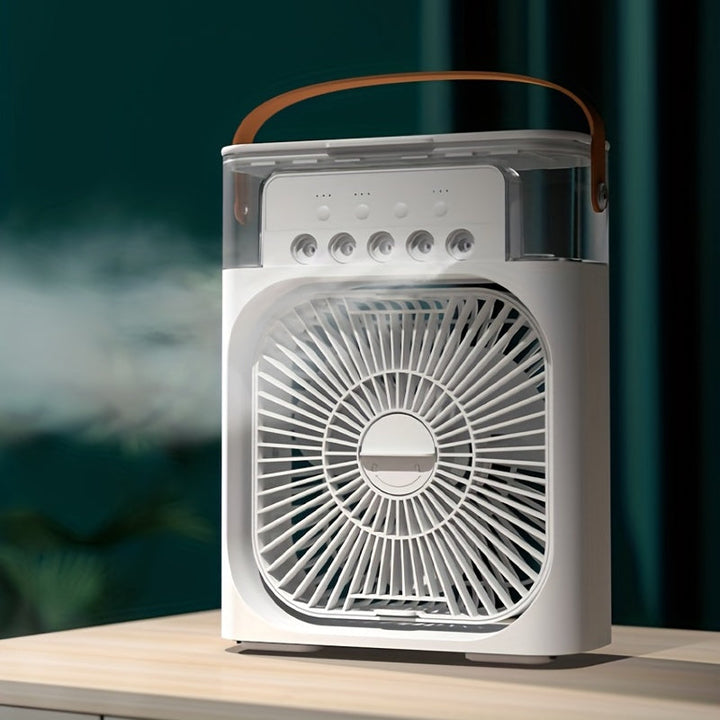 1pc Portable Air Conditioner, Household Small Air Cooler, Hydrocooling Fan, Portable Air Adjustment For Office, 3 Speed Air Cooling Fan Humidifier, 5pcs Humidified Spray Heads For Home Appliances | Kalsten