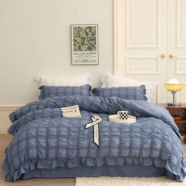 Icy Seersucker Summer Cool Quilt Lace 4-piece Set | Kalsten