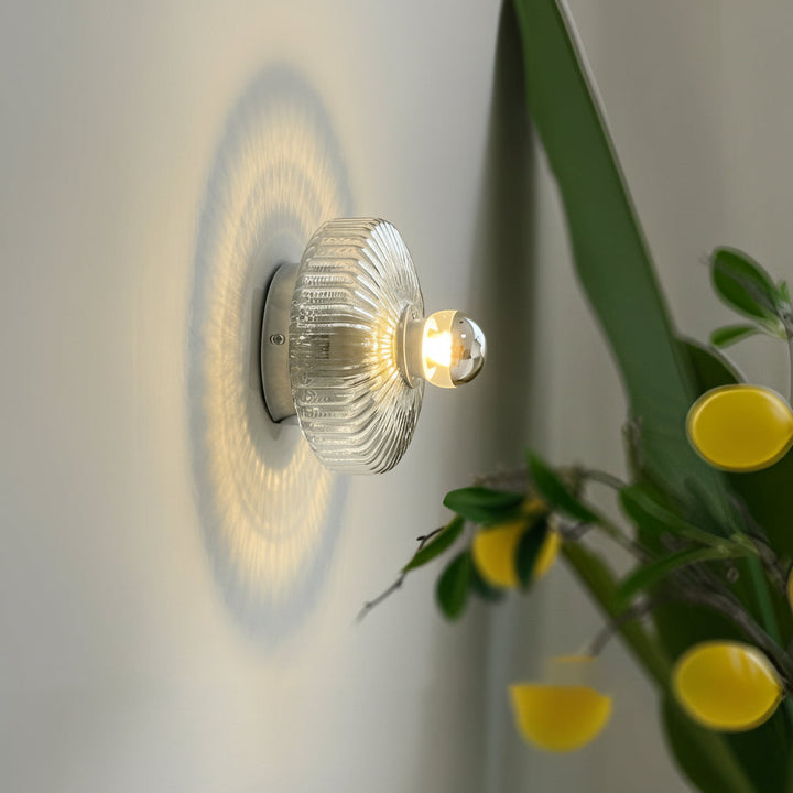 LED Wall Sconce Light – Modern Medieval Round Glass Chrome (15x12cm / 5.9x4.7in) | Kalsten
