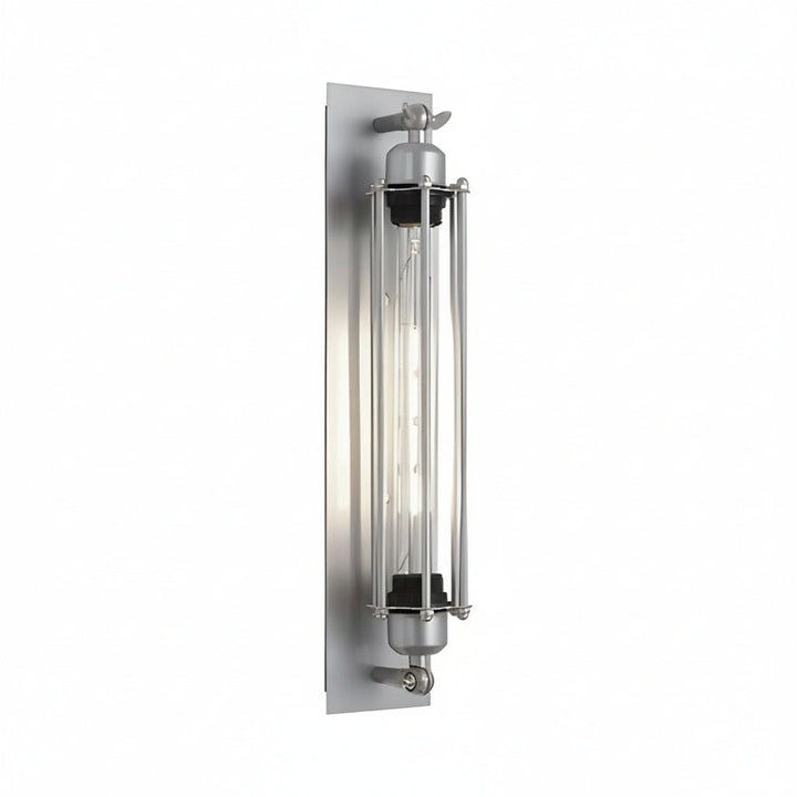 LED Wall Sconce Light – Industrial Vintage Flute Chrome Iron (48x10cm / 18.9x3.9in) | Kalsten