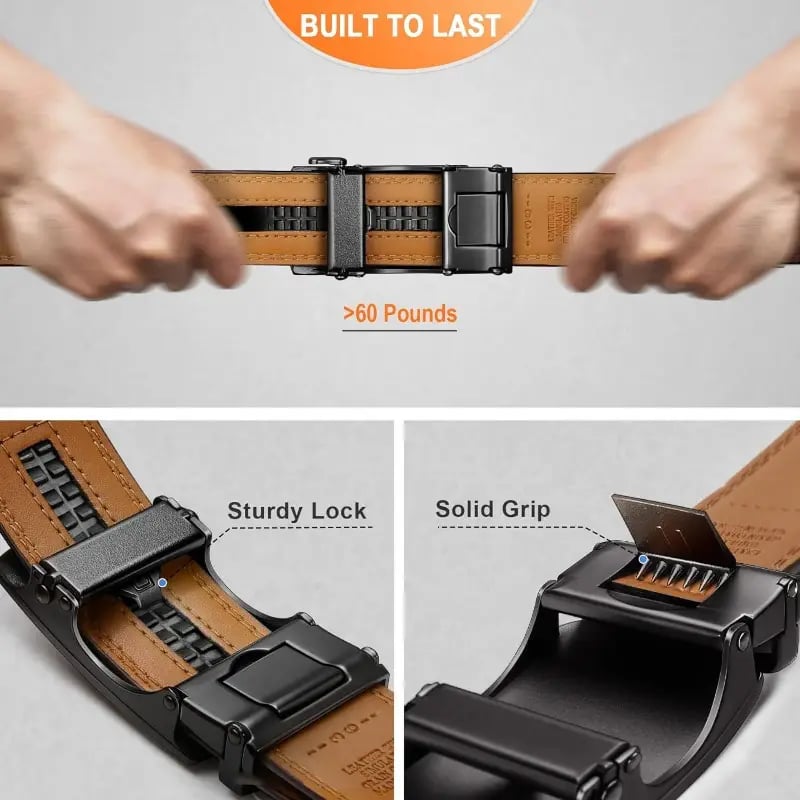 Kalsten | Eptchn Leather Ratchet Belt With Adjustable Buckle CrackSlick