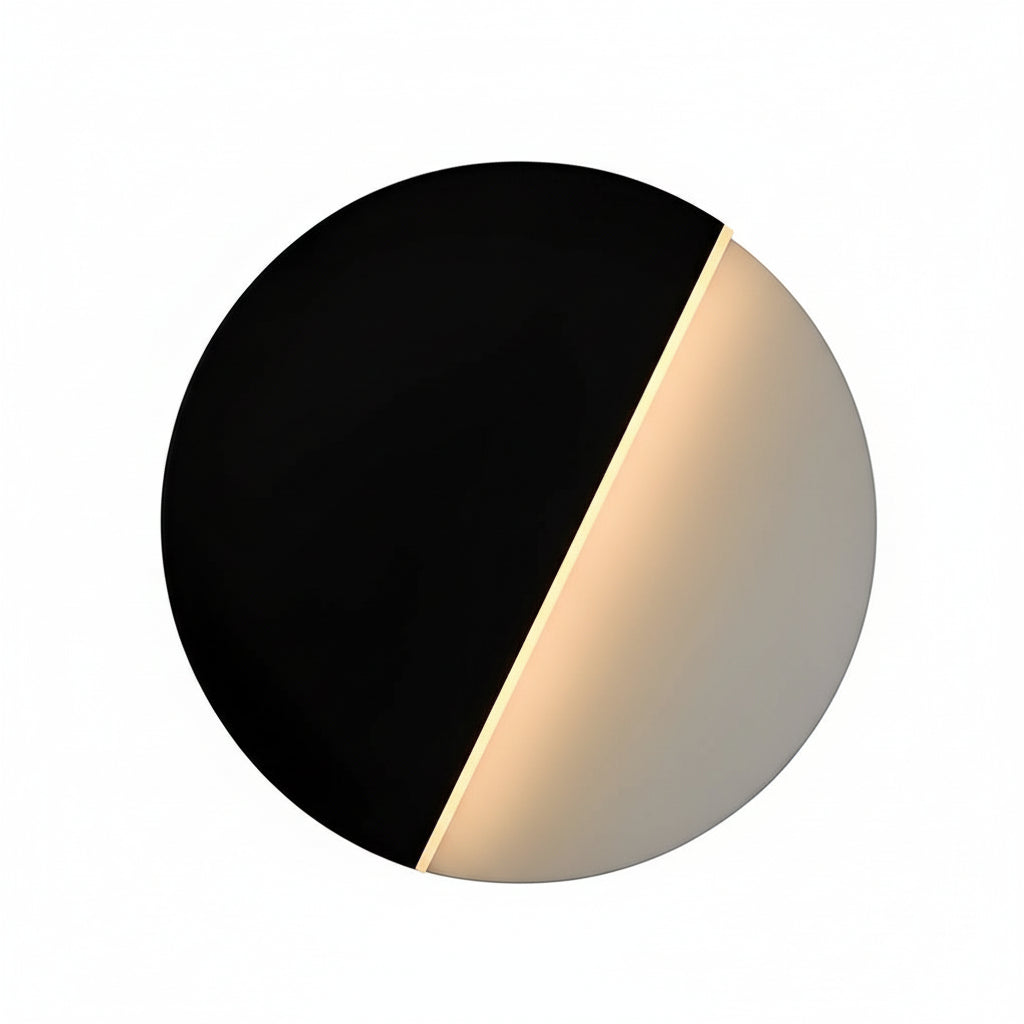 LED Wall Sconce – Circular 350° Rotatable Black Acrylic (Integrated LED & 23cm) | Kalsten