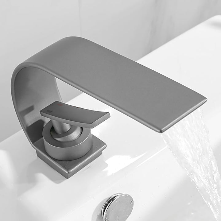 Kalsten | Waterfall Spout Widespread Sink Faucet Modern Metal Widespread Sink Faucet