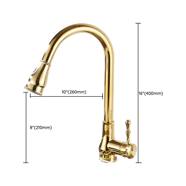 Kalsten | Brushed Gold Kitchen Sink Faucet High Arc Swivel Spout with Pull-Down Spray Head