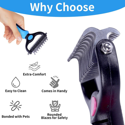Double-Sided Pet Grooming Brush - End Pet Hair Chaos & Enjoy Quiet, Cozy Cuddle Sessions | Skanto