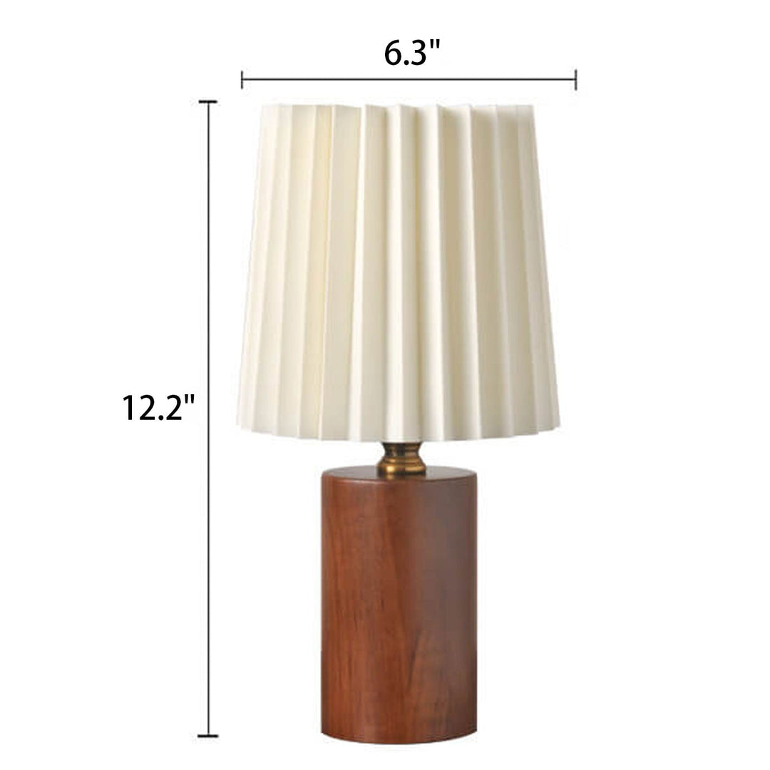 Vintage Korean Pleated Column Solid Wood Base 1-Light Table Lamp | Kalsten