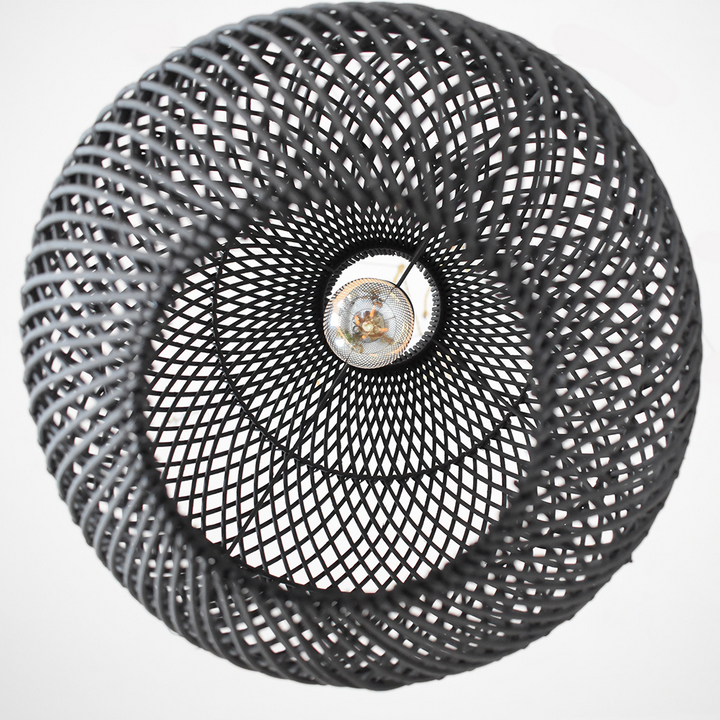 Boho Rattan Handwoven Black Pendant Light | Kalsten