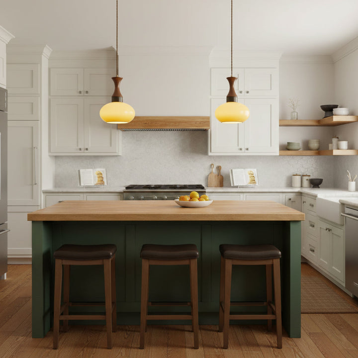 Pendant Light Glass 7 in Brown Dining Room Kitchen Island Ceiling Lamp Adjustable Height | Kalsten